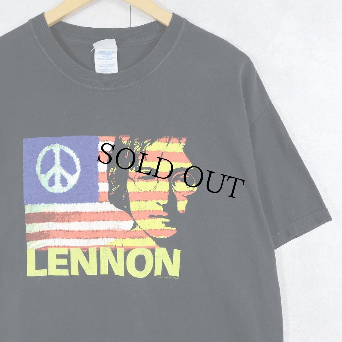 画像1: 2000's JOHN LENNON "GIVE PEACE A CHANCE" ミュージシャン プリントTシャツ BLACK L (1)