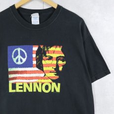 画像1: 2000's JOHN LENNON "GIVE PEACE A CHANCE" ミュージシャン プリントTシャツ BLACK L (1)