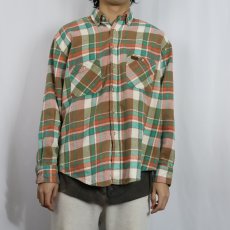 画像2: 90's GAP チェック柄 ボタンダウンネルシャツ XL (2)