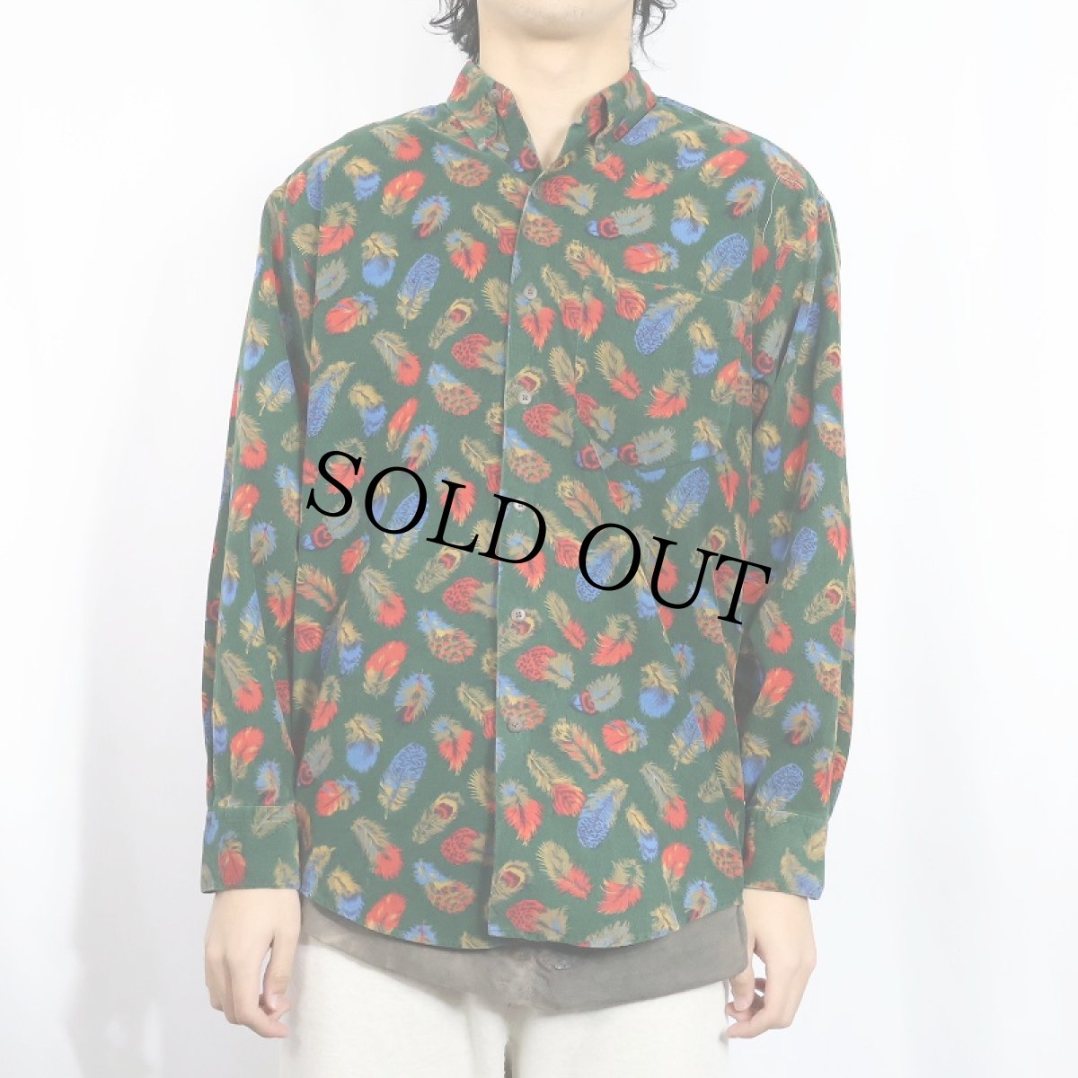 画像2: 90's GAP 羽柄 コーデュロイボタンダウンシャツ S (2)