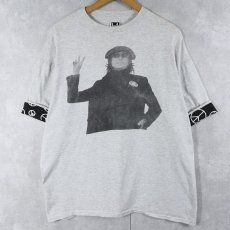 画像1: 90's JOHN LENNON ピースマークプリント 袖ダブルフェイス ミュージシャンプリントTシャツ XL (1)