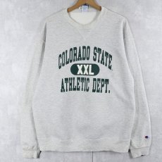 画像1: 90's Champion 青刺繍タグ 後期 "COLORADO STATE" 前V プリントスウェット XXL  (1)