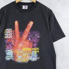 画像1: 1994 WOODSTOCK × PEPSI "live it love, pepsi" ミュージックフェスティバル プリントTシャツ BLACK L (1)