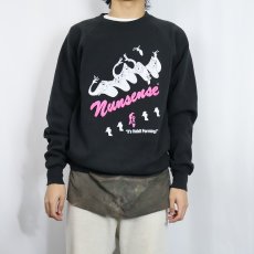 画像2: 80's Nunsense USA製 "It's Habit Forming!" 発泡プリント ミュージカルラグランスウェット BLACK XL (2)