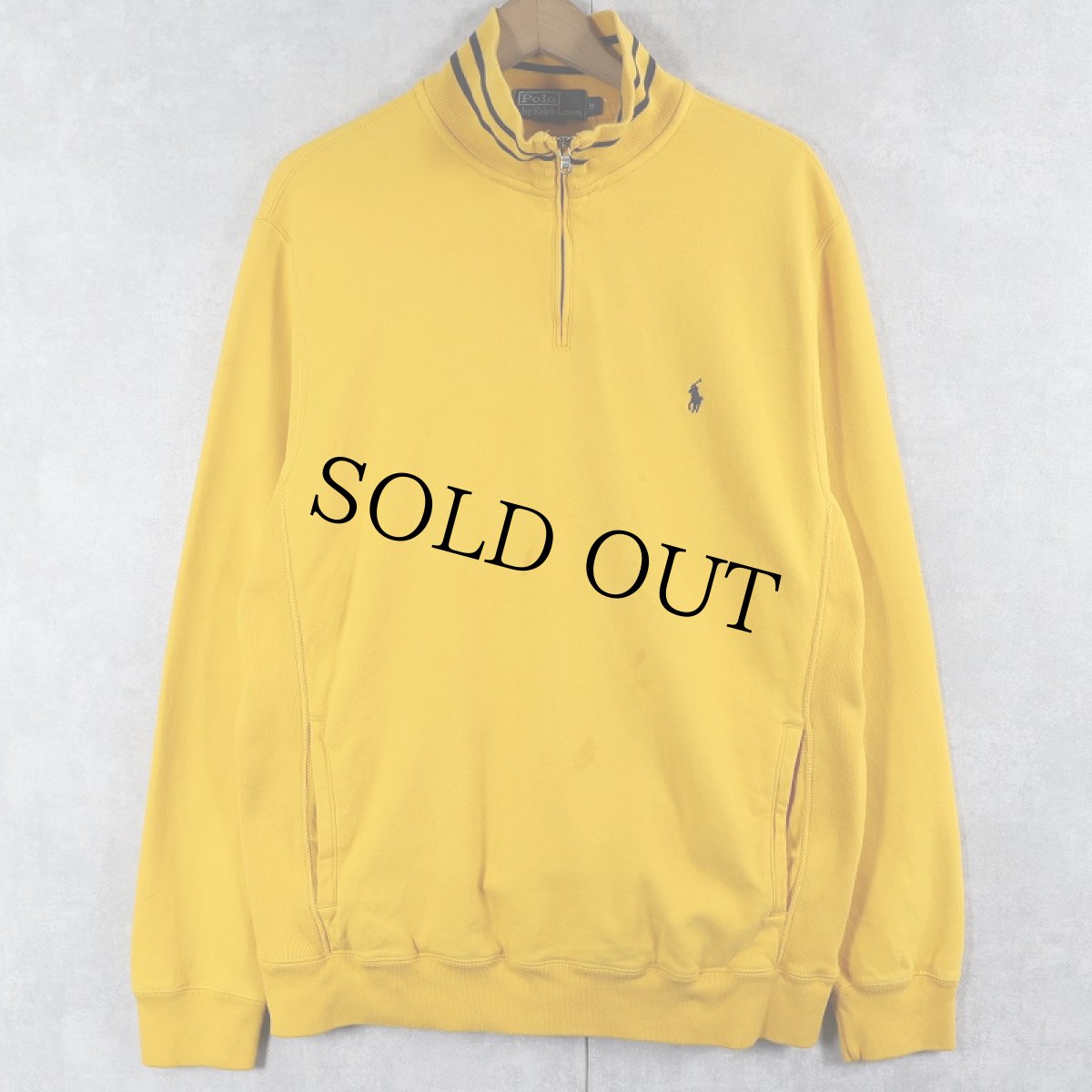 画像1: POLO Ralph Lauren ロゴ刺繍 ハーフジップ コットン×アクリルスウェット M (1)