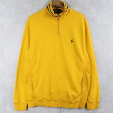 画像1: POLO Ralph Lauren ロゴ刺繍 ハーフジップ コットン×アクリルスウェット M (1)