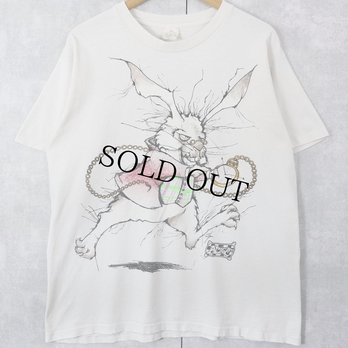 画像1: 90's Alice in Wonderland USA製 白うさぎ キャラクタープリントTシャツ  (1)