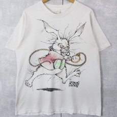 画像1: 90's Alice in Wonderland USA製 白うさぎ キャラクタープリントTシャツ  (1)
