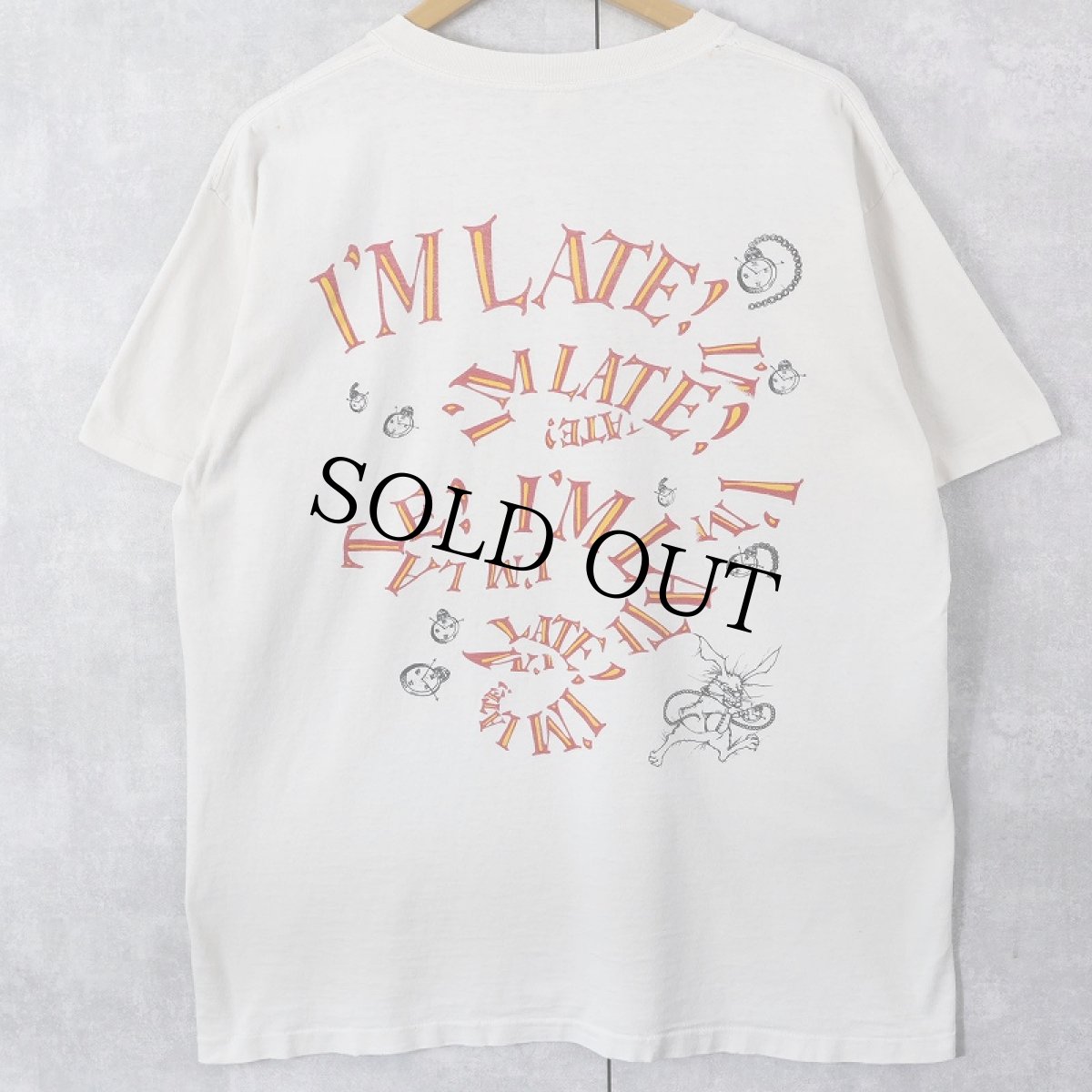 画像2: 90's Alice in Wonderland USA製 白うさぎ キャラクタープリントTシャツ  (2)