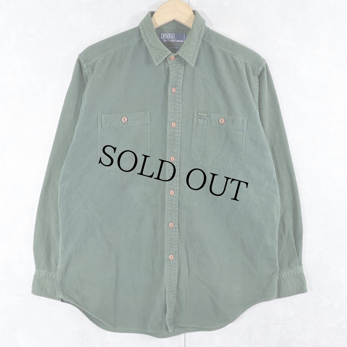 画像1: POLO Ralph Lauren シャモアクロスシャツ M (1)