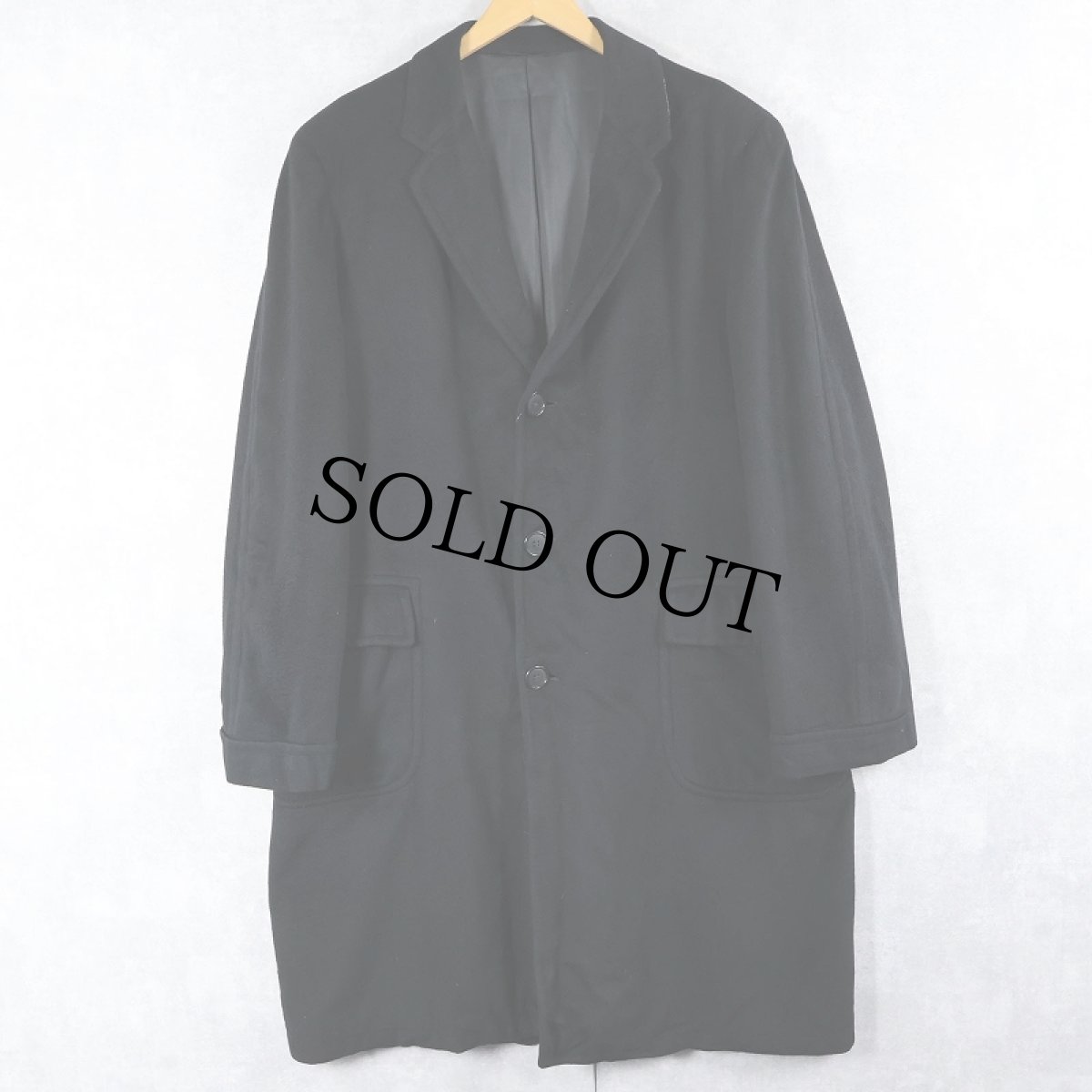 画像1: 〜70's カシミヤ チェスターコート BLACK  (1)