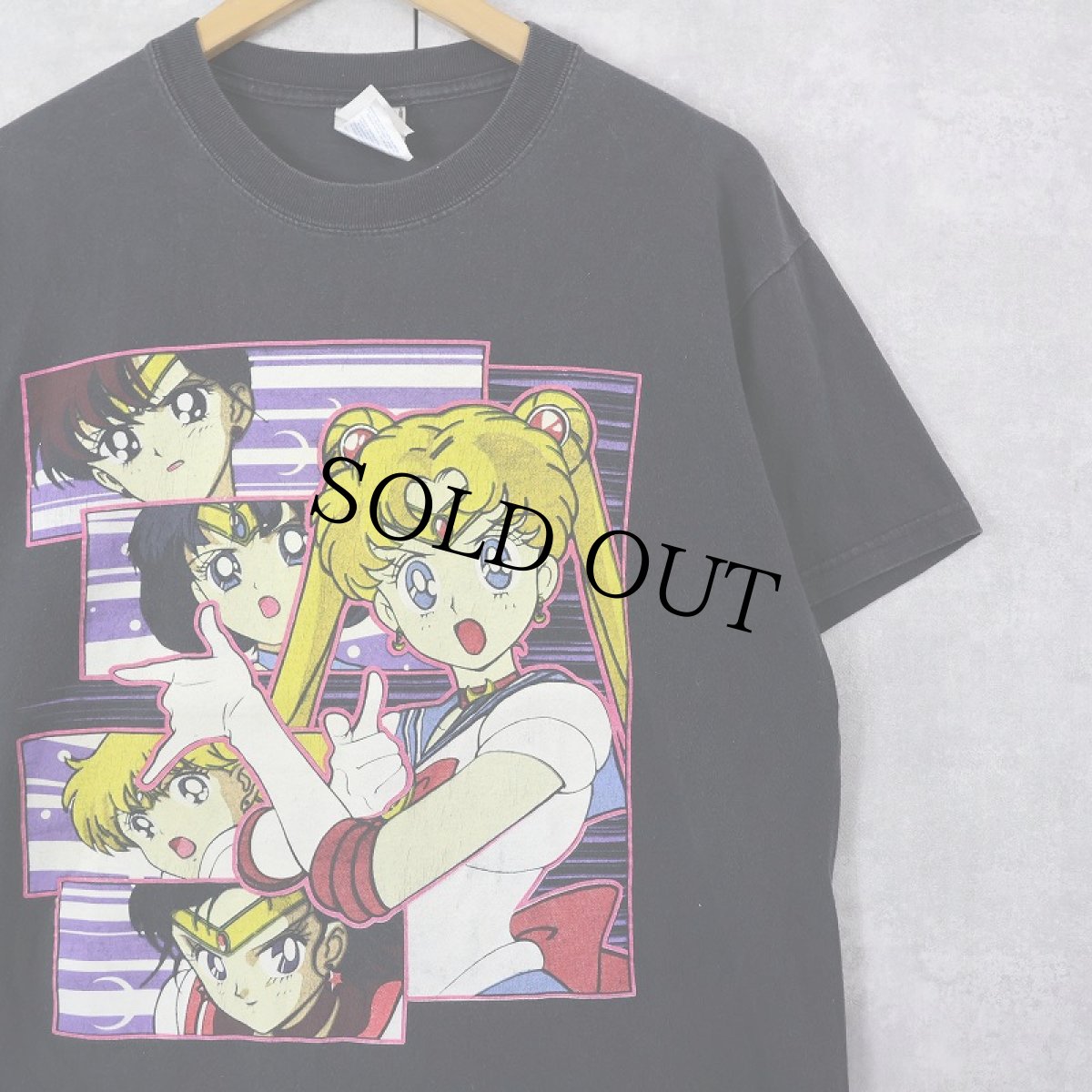 画像1: 美少女戦士セーラームーン キャラクタープリントTシャツ BLACK M (1)