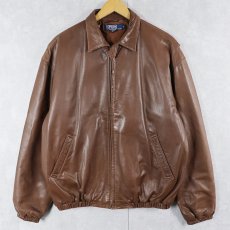 画像1: 90's POLO Ralph Lauren PORTUGAL製 ポニー無し チンスト付き ラムレザースイングトップ L (1)