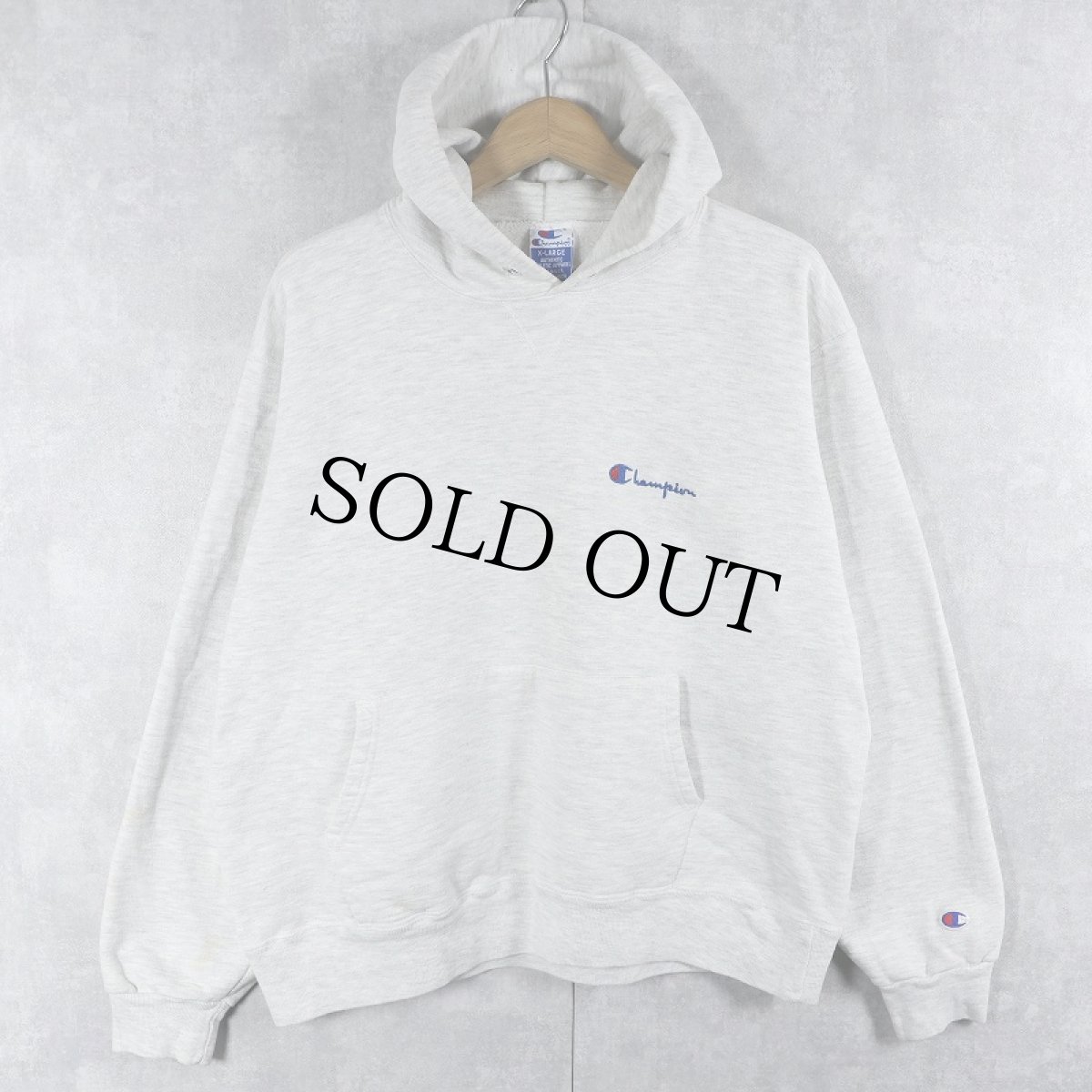 画像1: 80〜90's Champion 青刺繍タグ 後期 USA製 目付き スウェットフーディー XL (1)