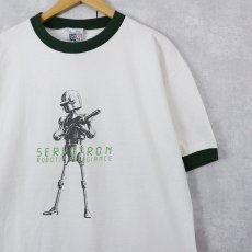 画像1: 90's Amphetamine Reptile Records "Servotron" インディーロックバンド プリントリンガーTシャツ XL (1)