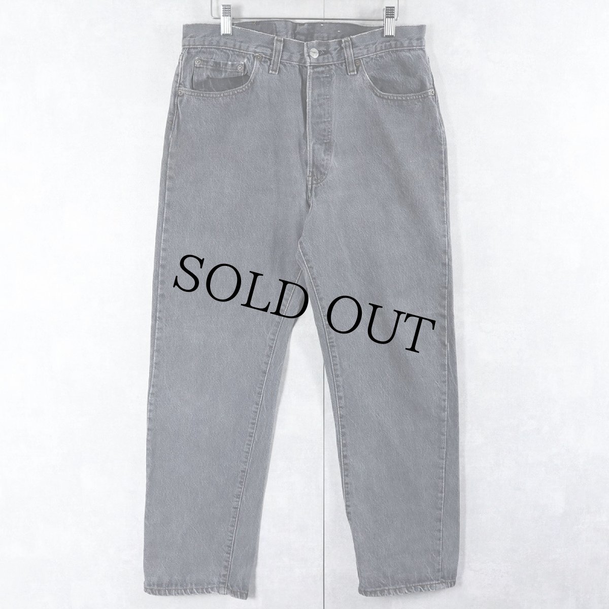 画像1: 80's Levi's 501 USA製 先染め 内股シングル ブラックデニムパンツ W32 (1)