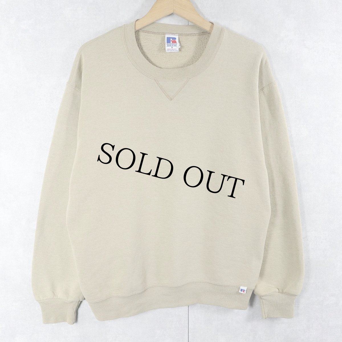 画像1: 90's RUSSELL ATHLETIC USA製 前V 無地スウェット M (1)