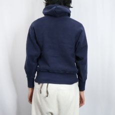 画像3: 70〜80's Champion REVERSE WEAVE 青単色タグ USA製 "USAFA" フロッキープリントスウェットフーディー NAVY S (3)