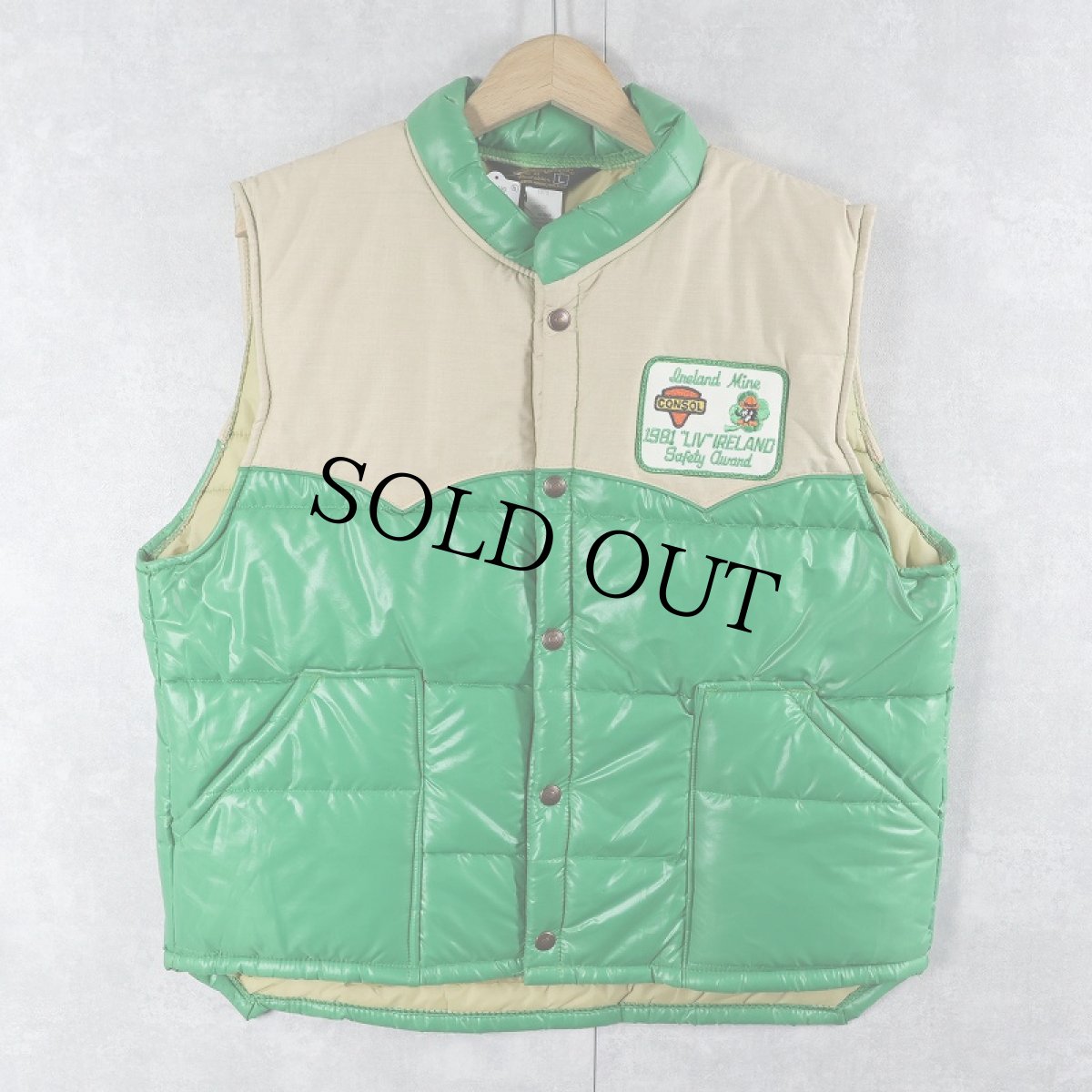 画像1: 70〜80's Swingster USA製 パッチ付き 中綿入り ウエスタンナイロンベスト L (1)