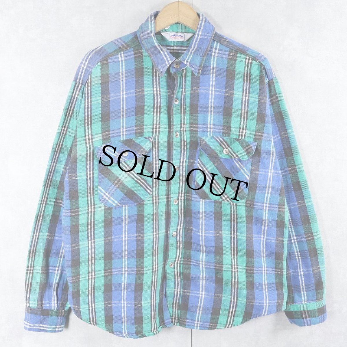 画像1: 80's DAKOTA USA製 チェック柄 ヘビーネルシャツ XL (1)