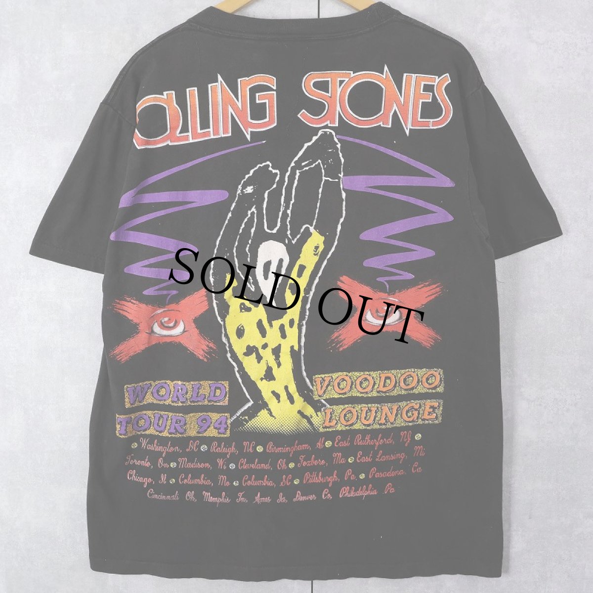 画像2: 1994 Rolling Stones "VOODOO LOUNGE" ロックバンドツアーTシャツ BLACK (2)