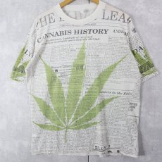 画像1: 90's〜 "CANNABIS HISTORY" ガンジャ大判プリントTシャツ (1)