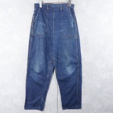 画像1: 50〜60's 裏地ネル デニムランチパンツ W28 (1)