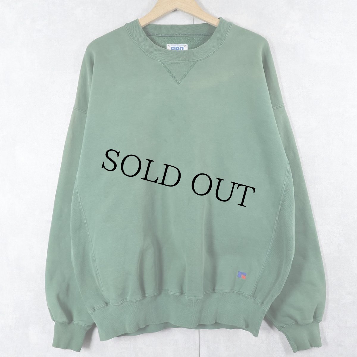 画像1: 90's RUSSELL ATHLETIC USA製 "PRO COTTON" 前V 無地スウェット XL (1)