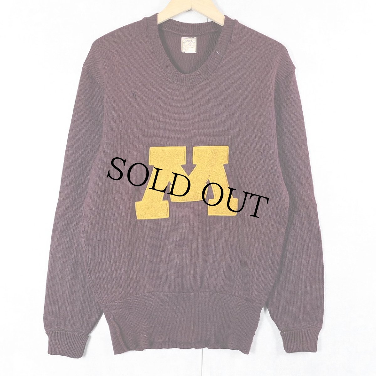 画像3: 【SALE】 40's THE SINDELAR CO. レタードニットセーター BURGUNDY SIZE44 (3)