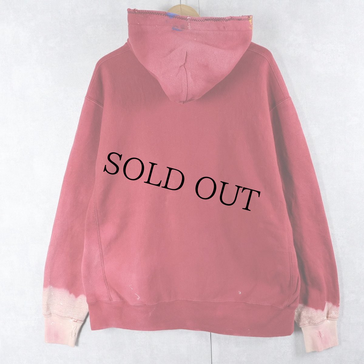 画像2: Champion REVERSE WEAVE ステンシル×ペンキペイント 目無しスウェットフーディー L (2)