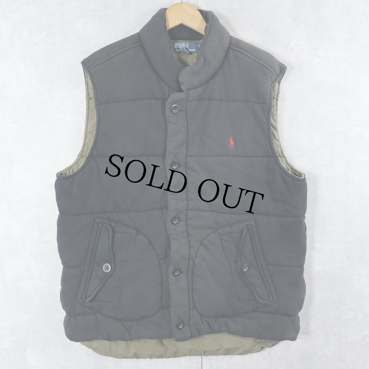 画像1: POLO Ralph Lauren 中綿入り コットンベスト BLACK XL (1)
