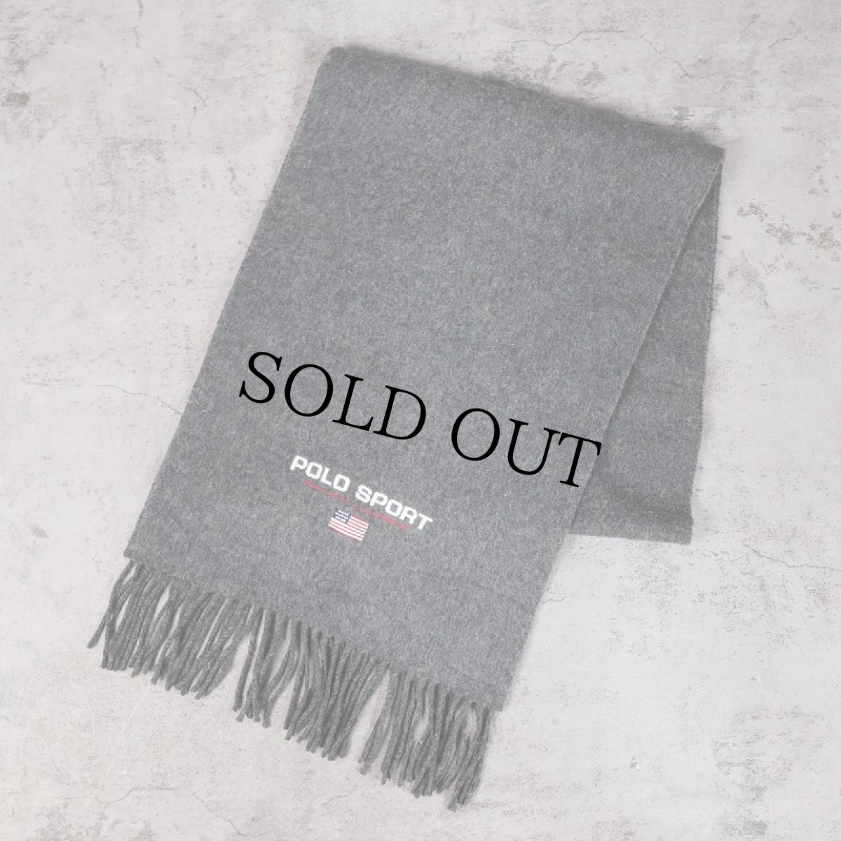 画像1: 90's POLO SPORT Ralph Lauren SCOTLAND製 ロゴ刺繍 ウールニットマフラー (1)