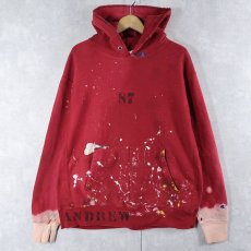 画像1: Champion REVERSE WEAVE ステンシル×ペンキペイント 目無しスウェットフーディー L (1)