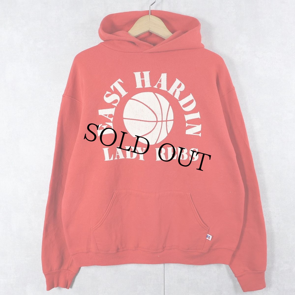 画像1: 90's RUSSELL ATHLETIC USA製 "EAST HARDIN LADY REBS" プリントスウェットフーディー L (1)