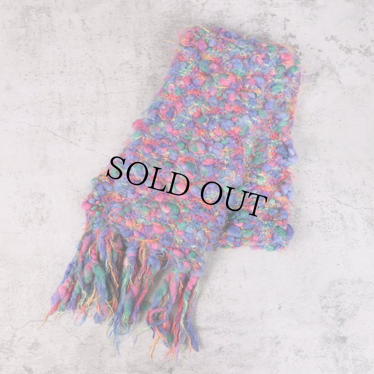 画像1: ミックスカラー ハンドニットマフラー (1)