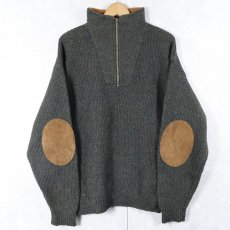 画像1: 90's REI USA製 カラーネップ混 エルボーパッチ付き ハーフジップウールニットセーター M (1)