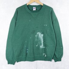 画像1: 90's RUSSELL ATHLETIC USA製 ペンキペイント 前V 無地スウェット L (1)