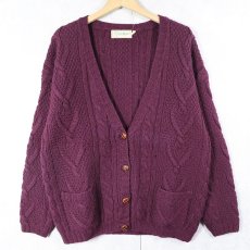 画像1: 80's L.L.Bean ウールアランニットカーディガン M (1)