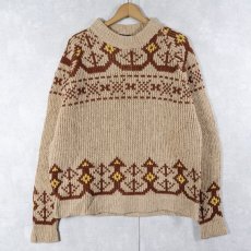 画像1: 70's PENDLETON USA製 総柄 ウールニットセーター M (1)