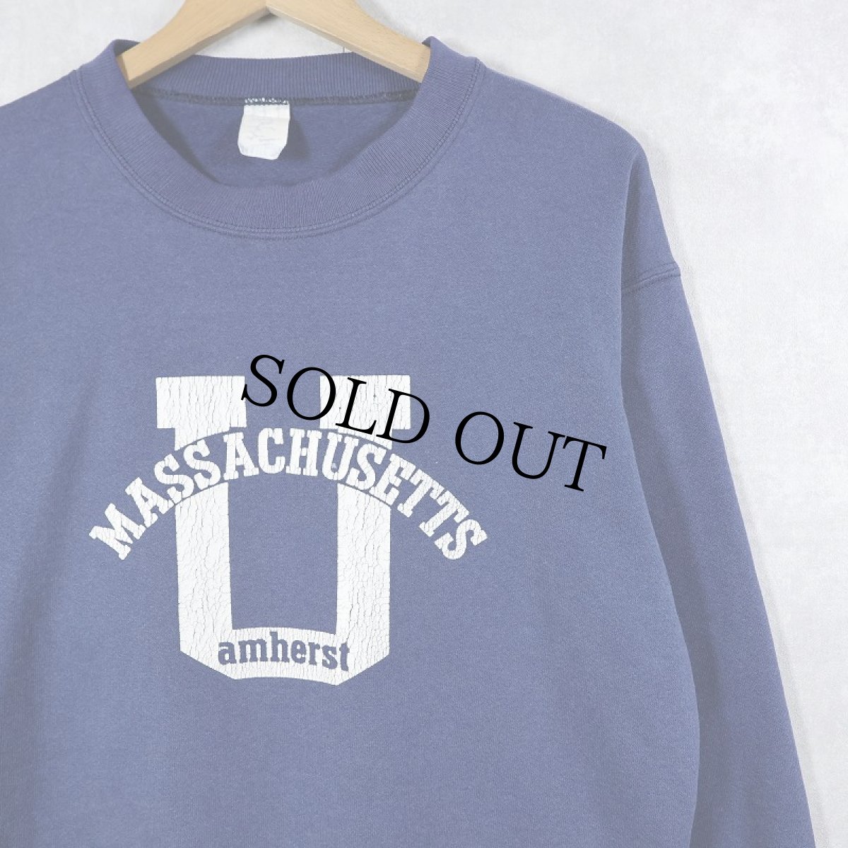 画像1: 80's Tultex "MASSACHUSETTS" プリントスウェット NAVY (1)