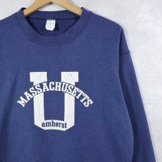 画像1: 80's Tultex "MASSACHUSETTS" プリントスウェット NAVY (1)