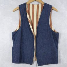 画像1: ストライプ柄×デニム リバーシブルベスト (1)