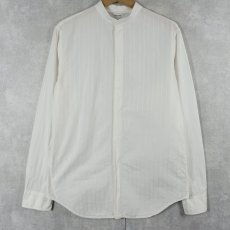 画像1: ARMANI COLLEZIONI ストライプ柄 バンドカラーコットンシャツ M (1)