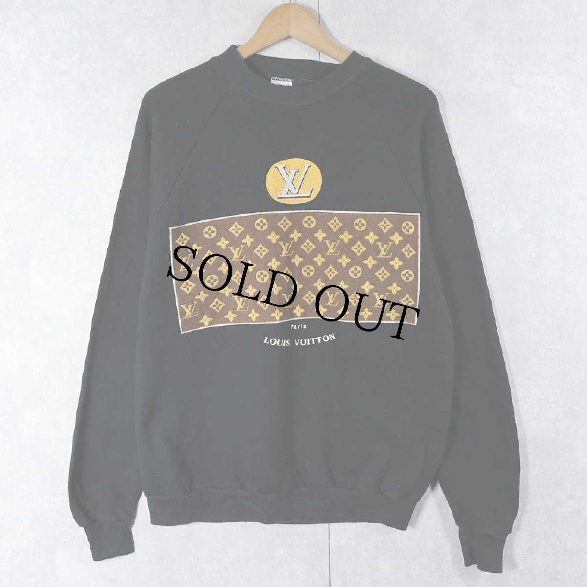 画像1: 90's ブートLOUIS VUITTON USA製 プリントスウェット BLACK L (1)