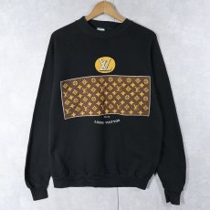 画像1: 90's ブートLOUIS VUITTON USA製 プリントスウェット BLACK L (1)