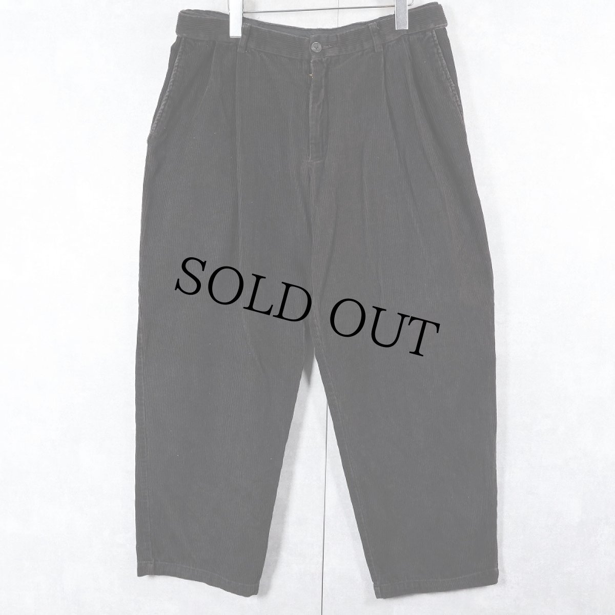 画像1: haggar 2タック 太畝コーデュロイパンツ BLACK W35 (1)