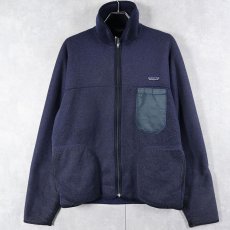 画像1: 80's Patagonia USA製 パイルフリースジャケット NAVY L (1)