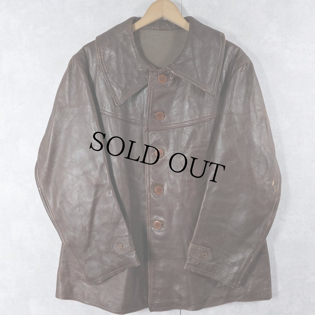 画像1: 〜40's FRENCH ARMY M-35 レザータンカースジャケット (1)