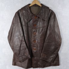 画像1: 〜40's FRENCH ARMY M-35 レザータンカースジャケット (1)