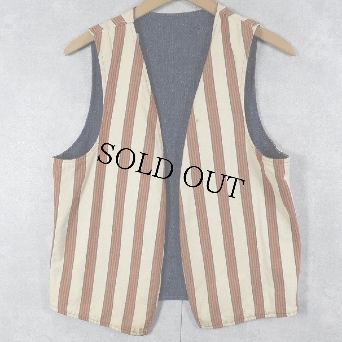 画像2: ストライプ柄×デニム リバーシブルベスト (2)
